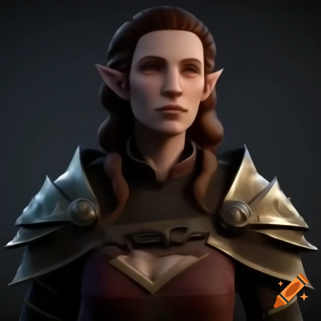 Female Dalish elf in casual medieval clothing inspired by Dragon Age: Inquisition