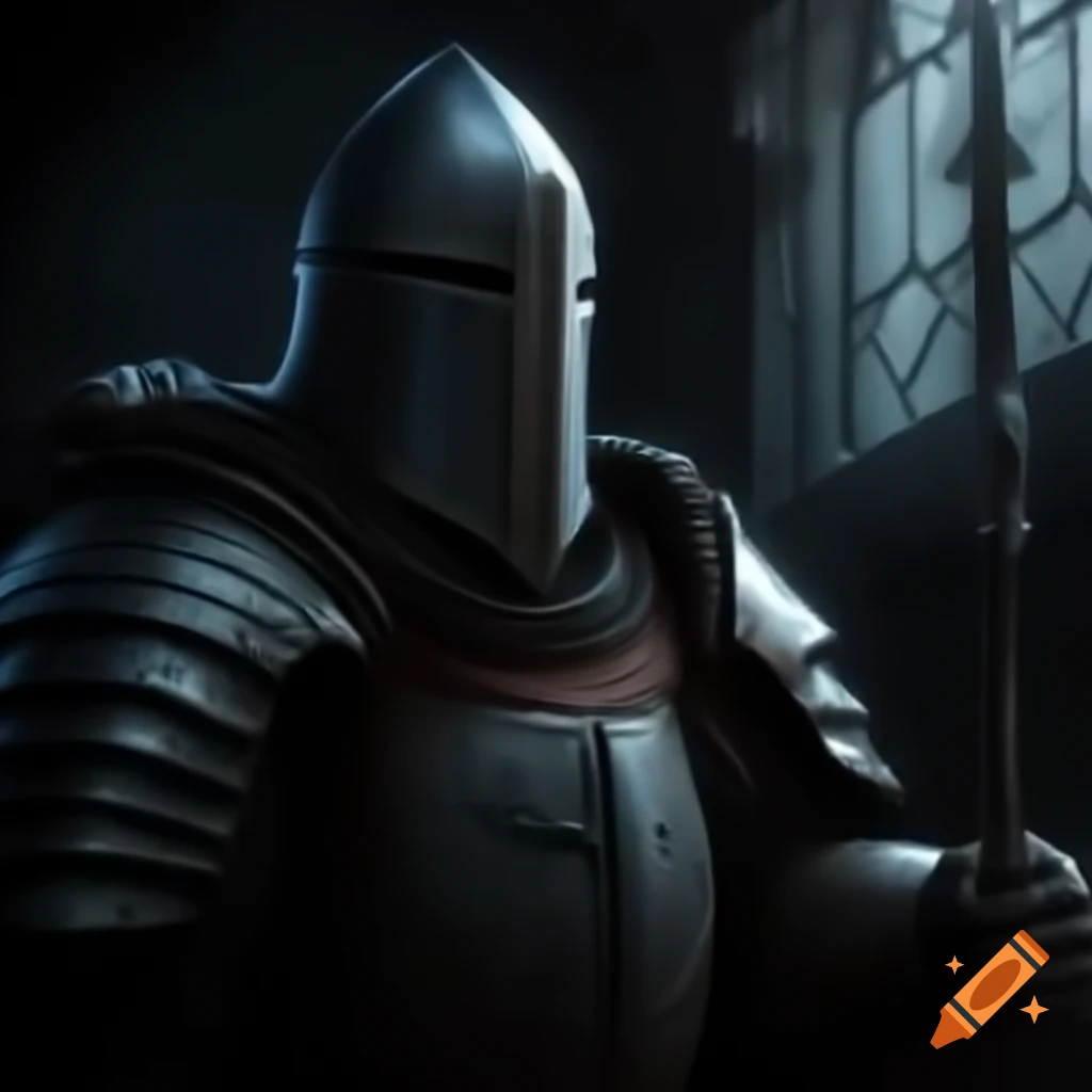 Knight in armor, standing ready for battle