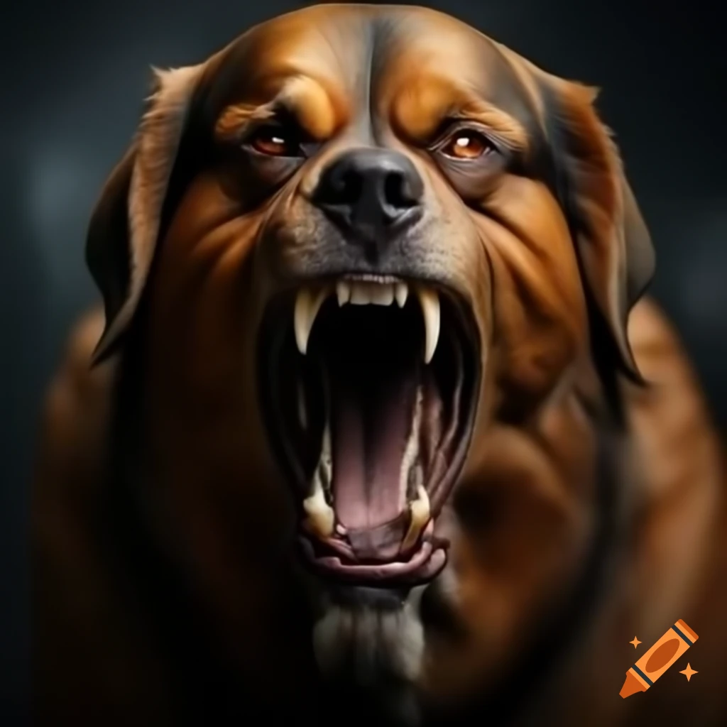 Realistic portrait of the monstrous hound from The Hound of the Baskervilles, showcasing its aggressive nature