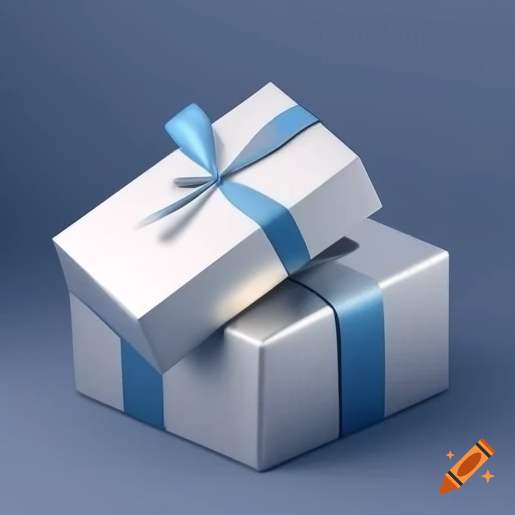 Silver package on a plain background