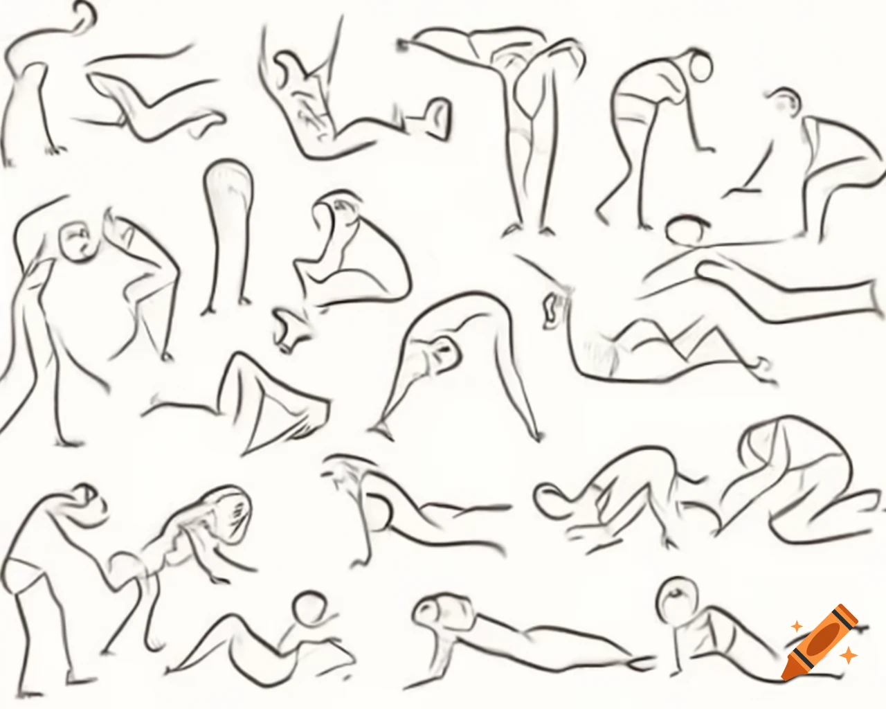 Rows of people lying down, abstract representation with no facial features