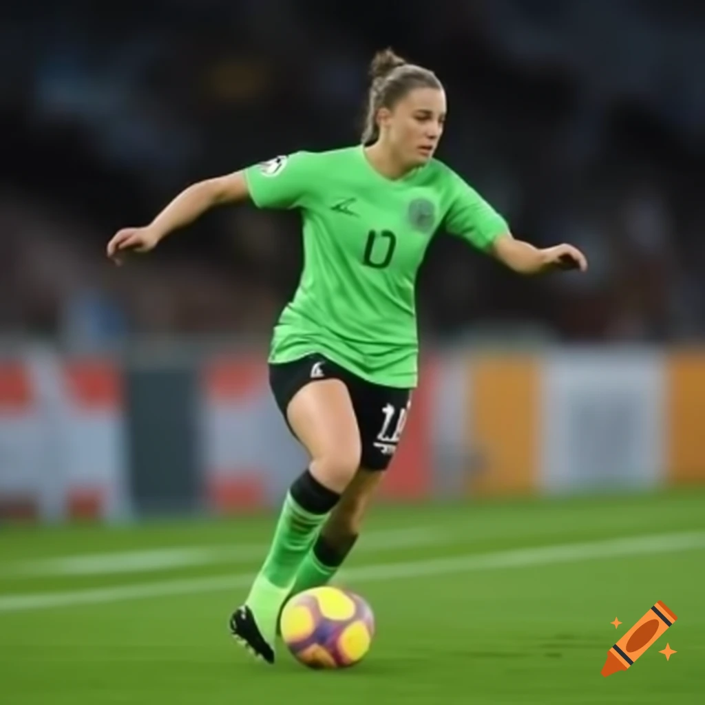 Real woman playing soccer