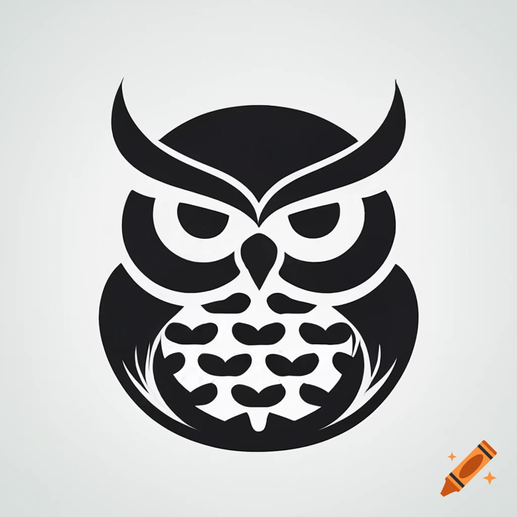 Quirky fat owl silhouette logo design