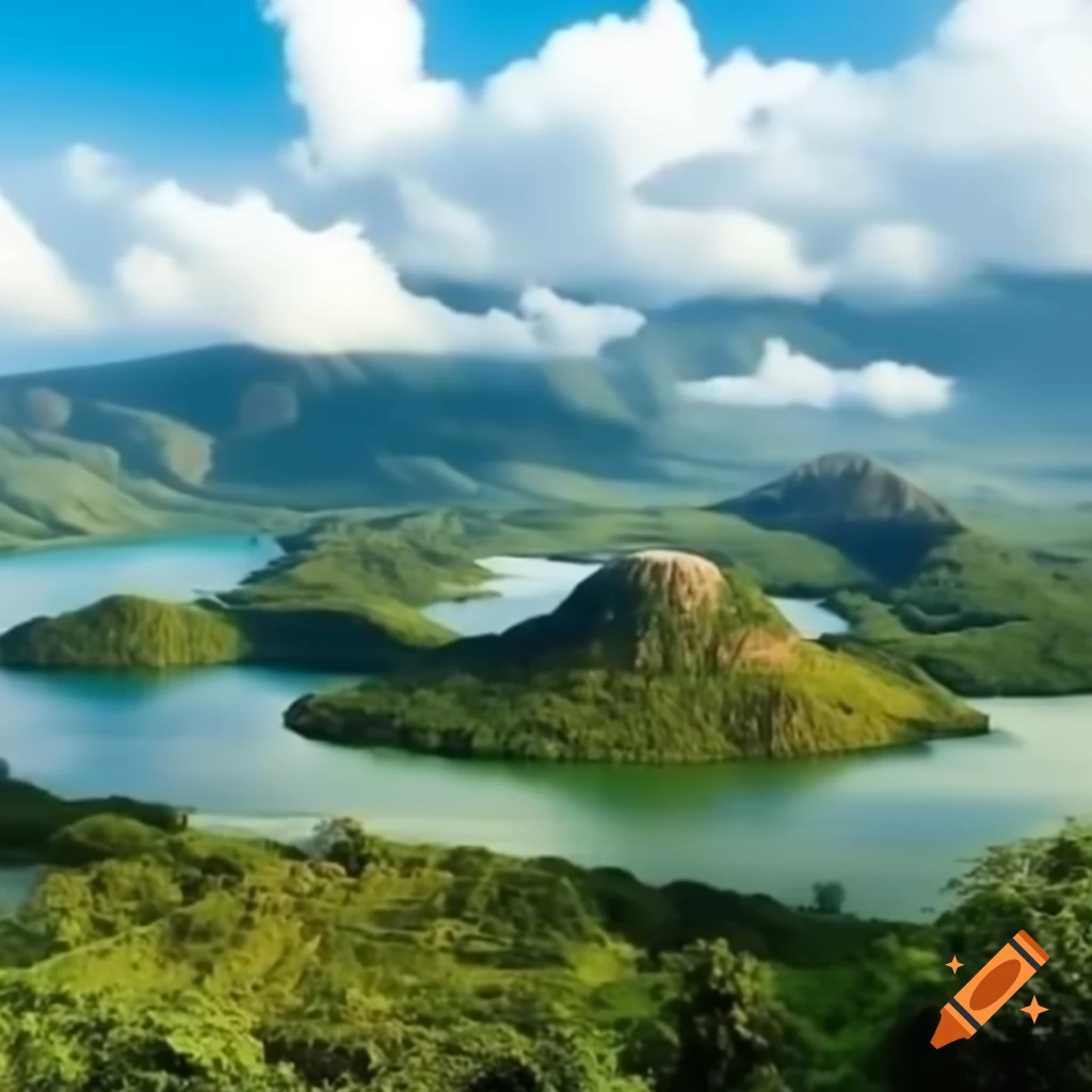 Ravan Lanka landscape featuring lakes and people