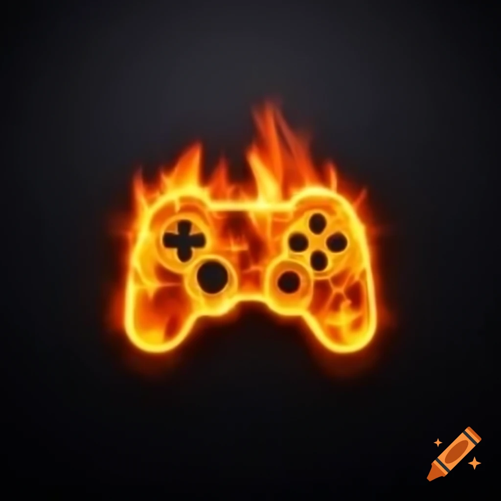 Burning gaming controller icon design