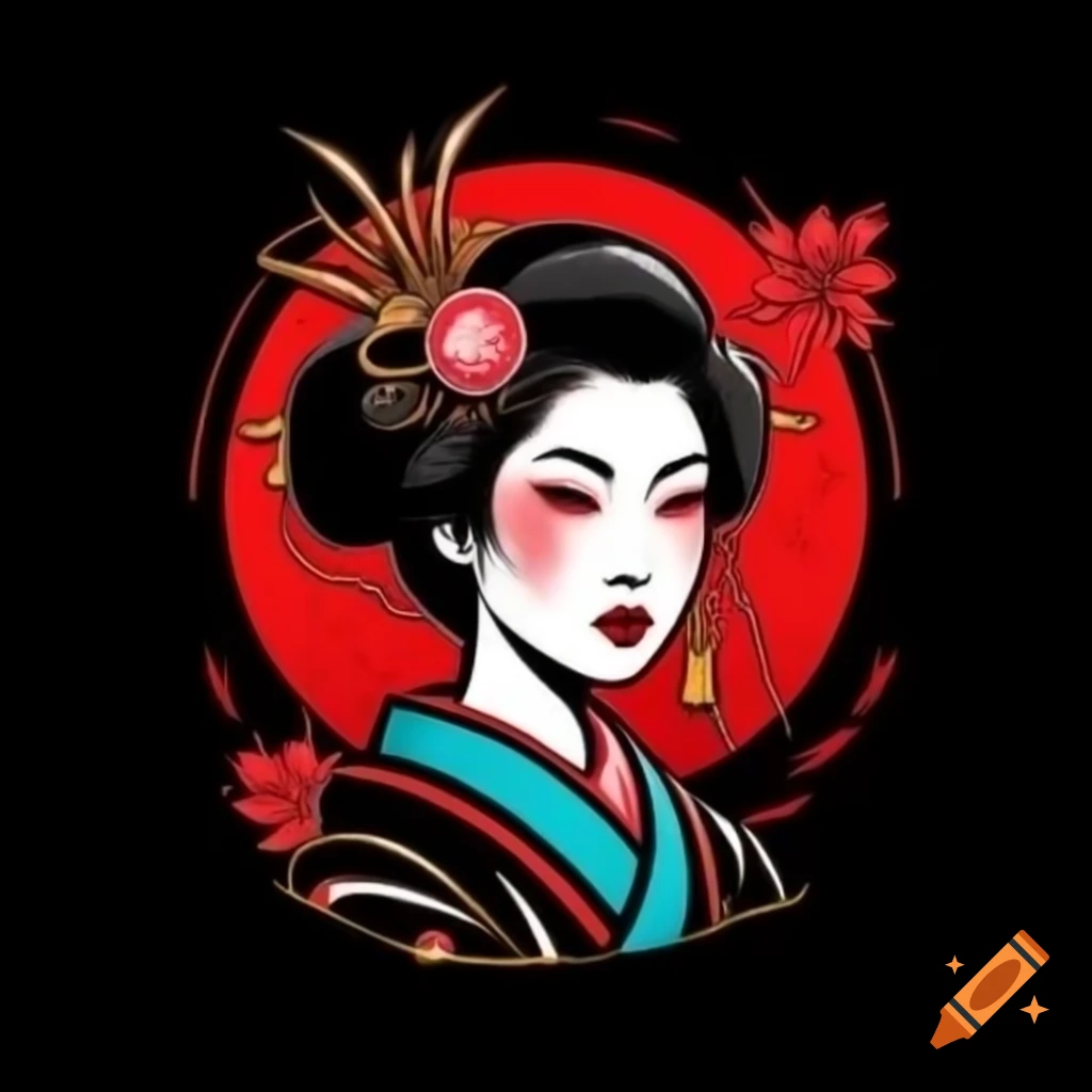 Stylized logo featuring a geisha