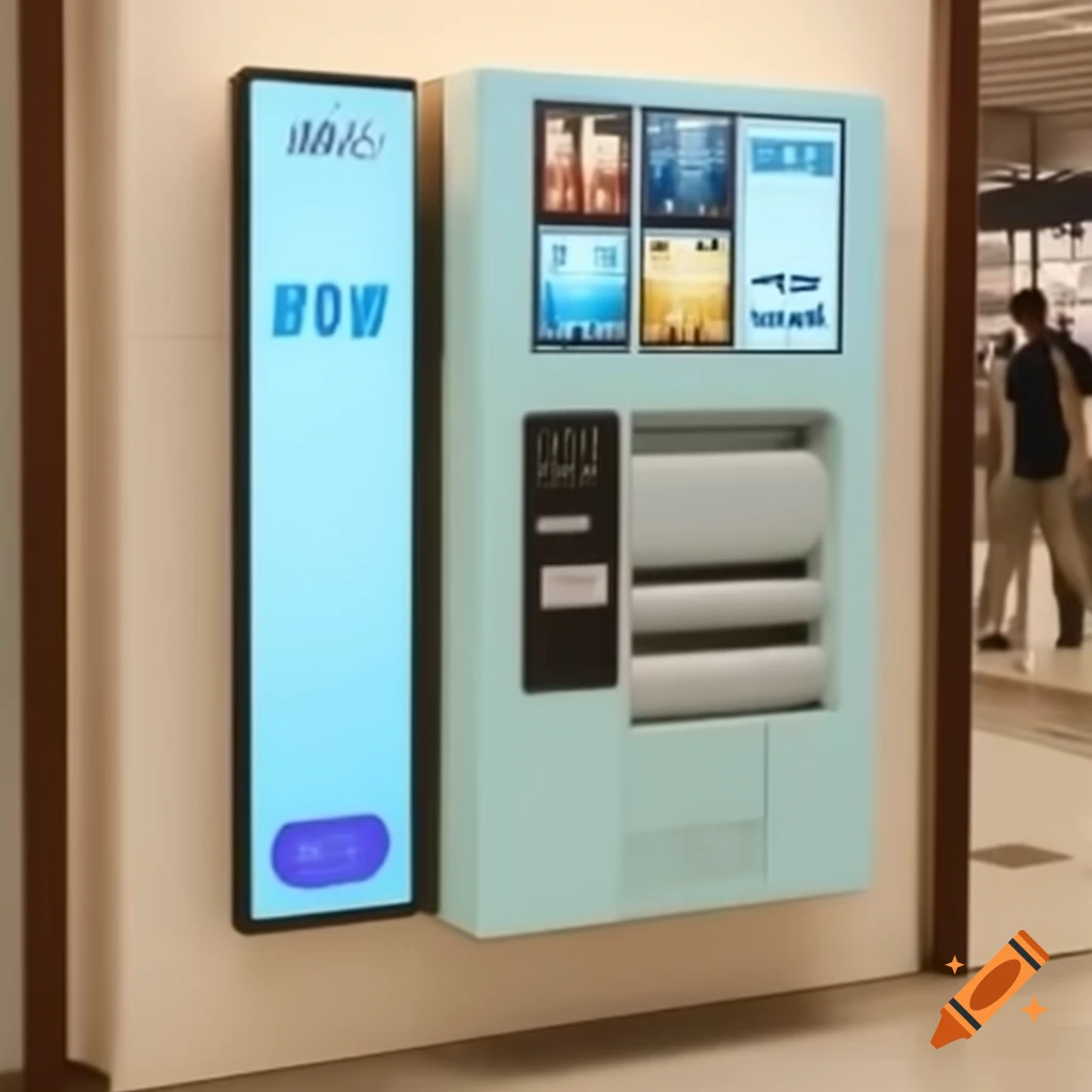 Sanitary napkin vending machine in shopping mall restroom advertising display