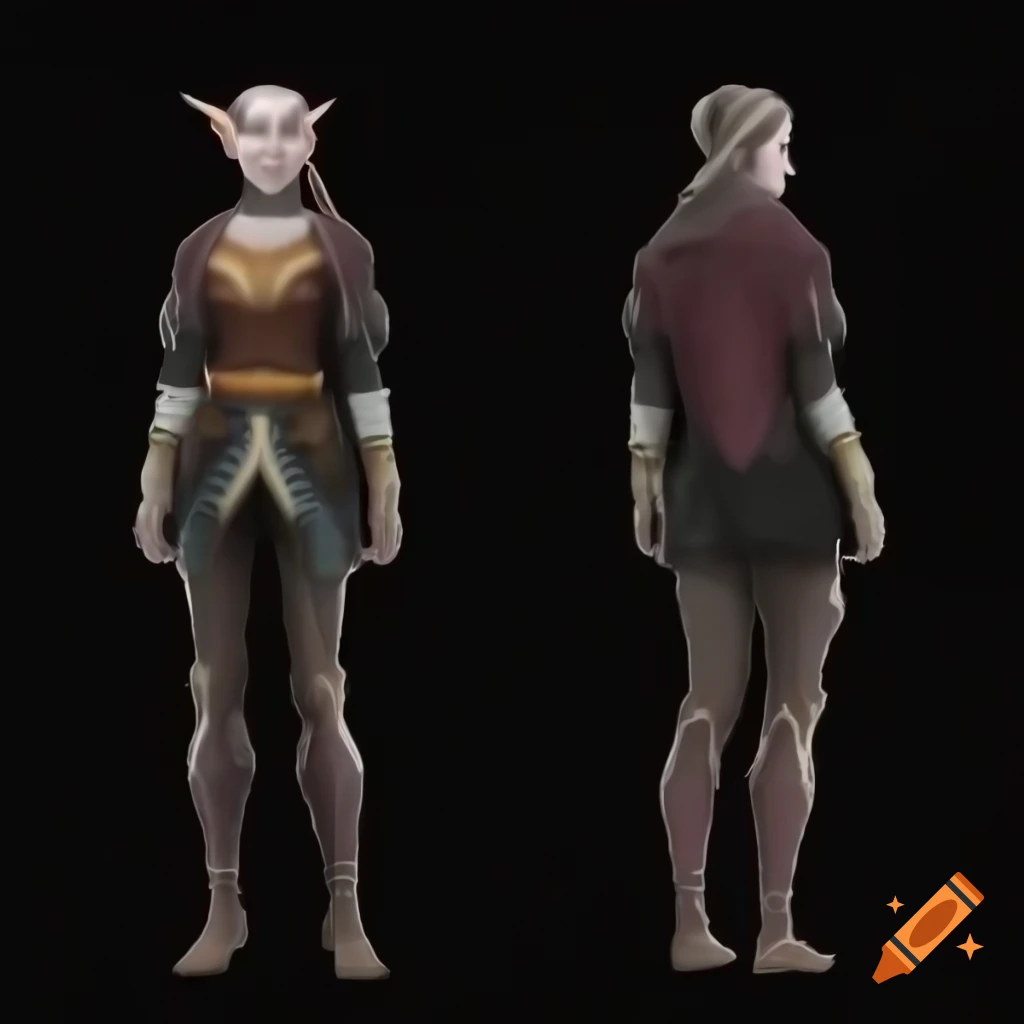 Female Dalish elf Inquisitor in casual medieval-inspired outfit from Dragon Age