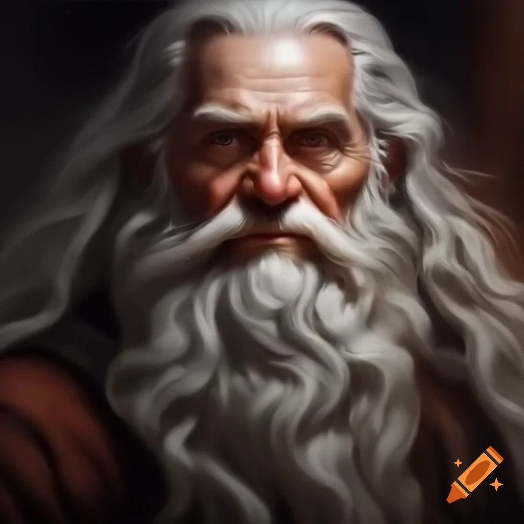 Realistic portrait of a medieval Franklin with white beard and reddish complexion
