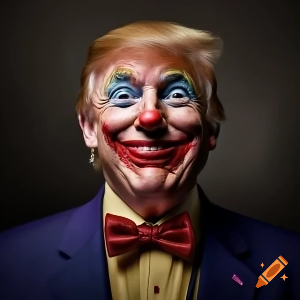 Political satire of Trump portrayed as a clown