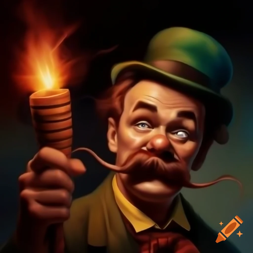 Nietzsche character holding dynamite bat in comics style