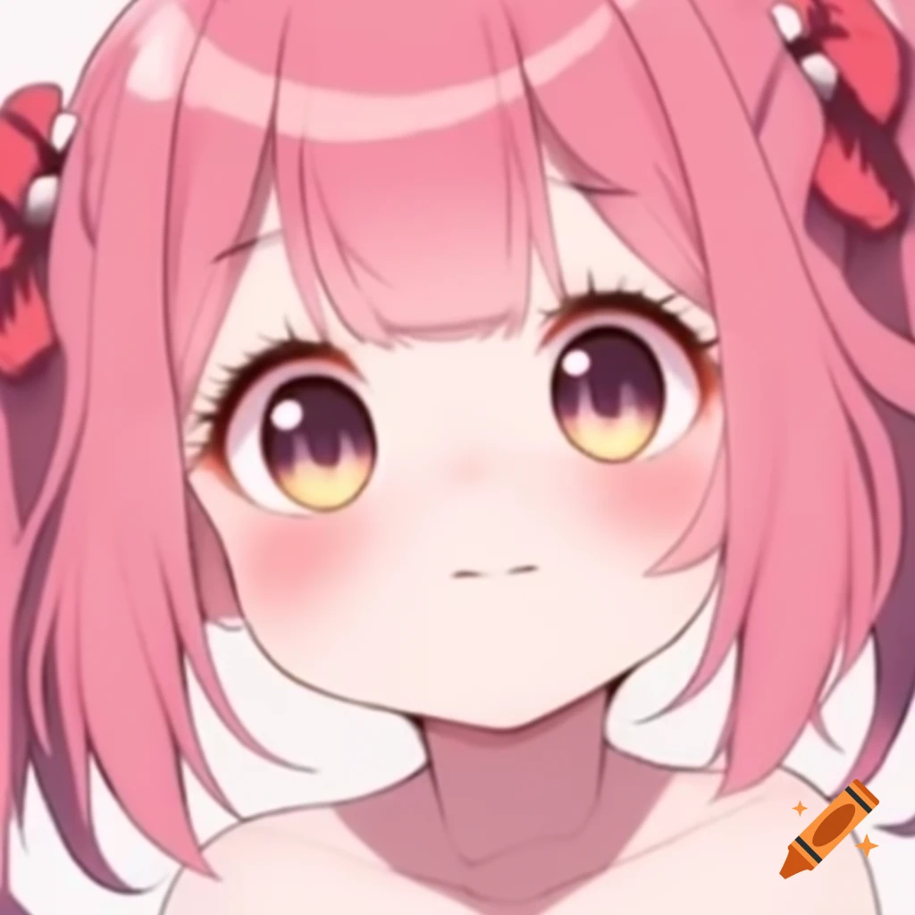 Cute anime girl with pink hair and gray eyes