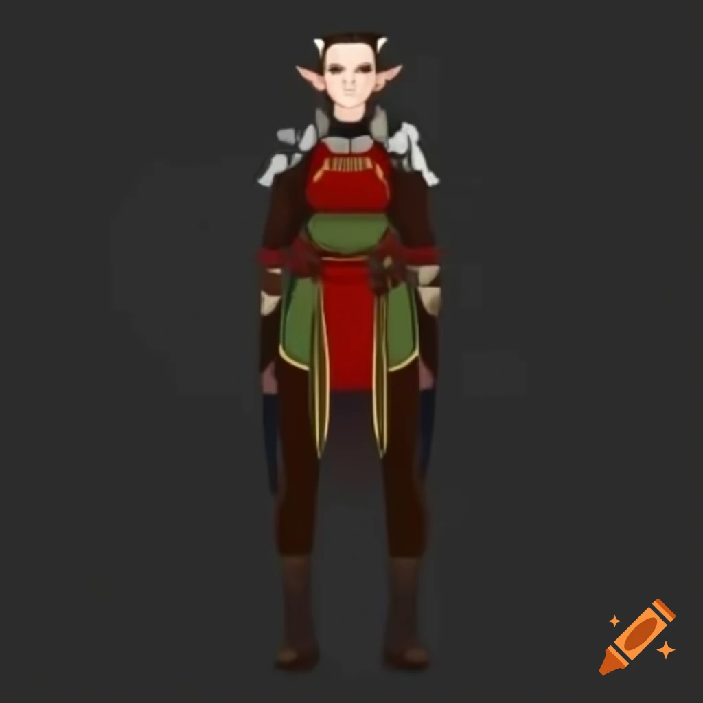 Female Dalish elf in casual wear with medieval and England aesthetics from Dragon Age: Inquisition