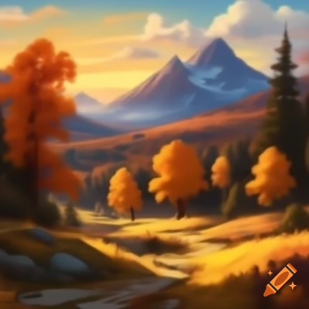Vibrant autumnal landscape with colorful foliage