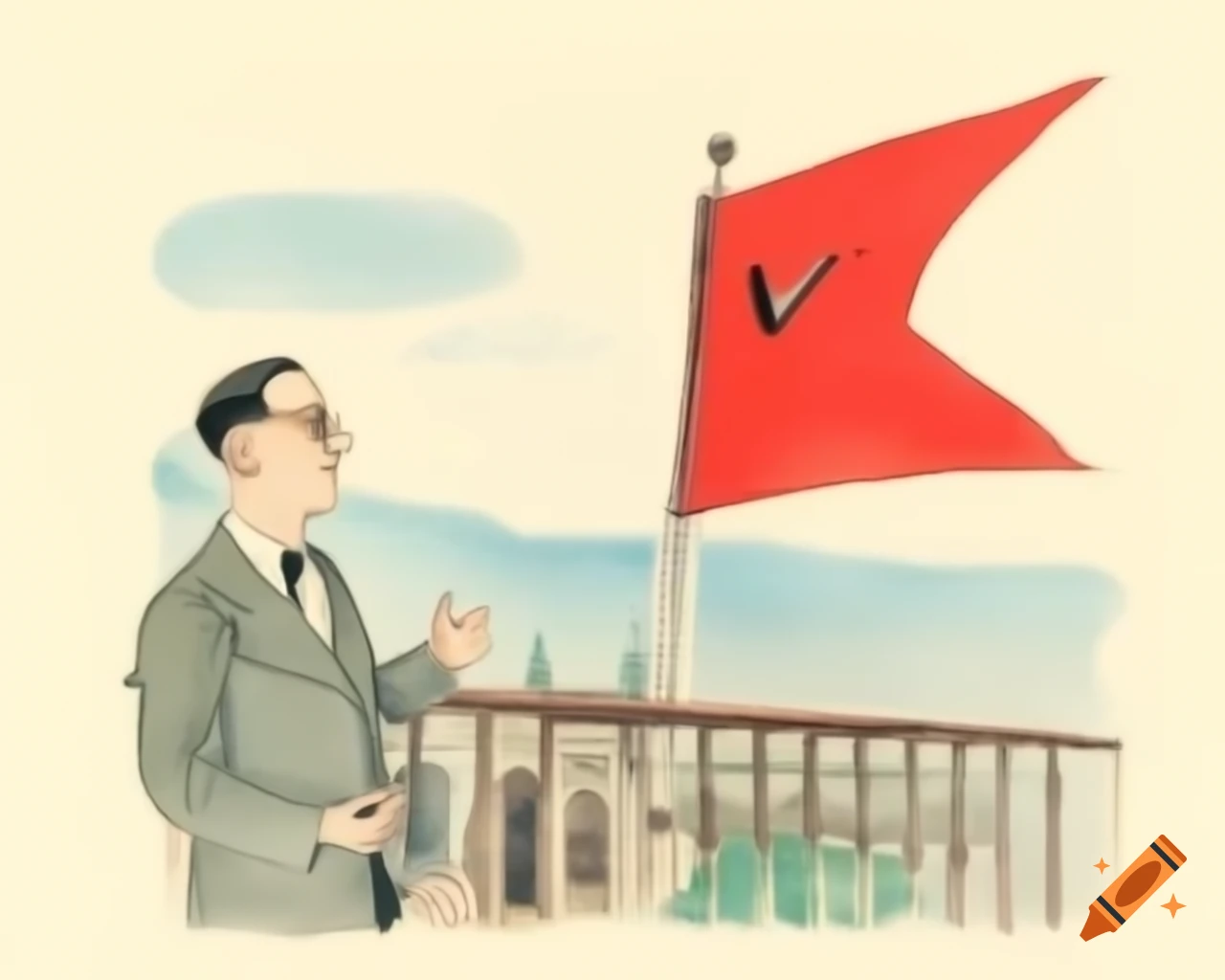 1920s male speaker with moustache and glasses at Berlin Castle balcony