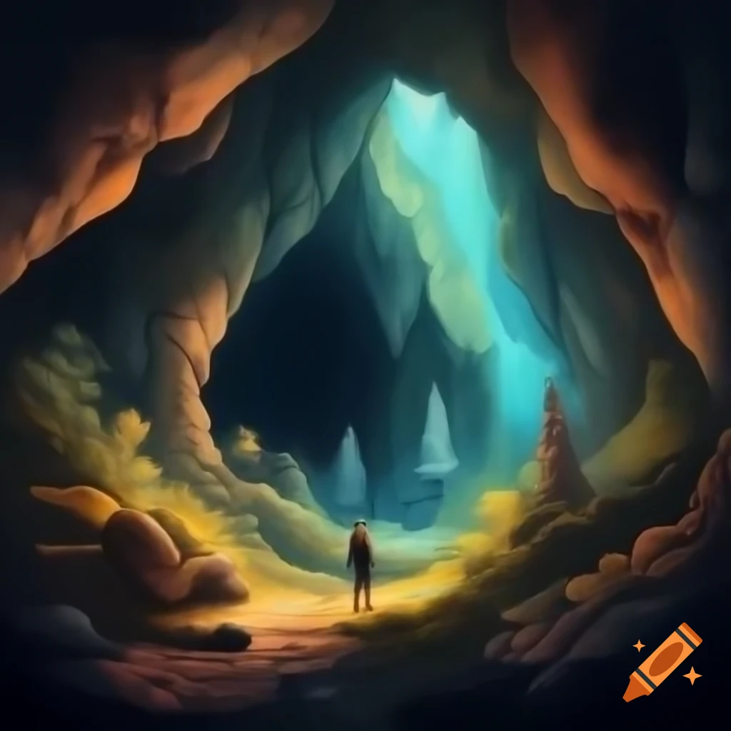 Cave painting featuring AI text-to-image application