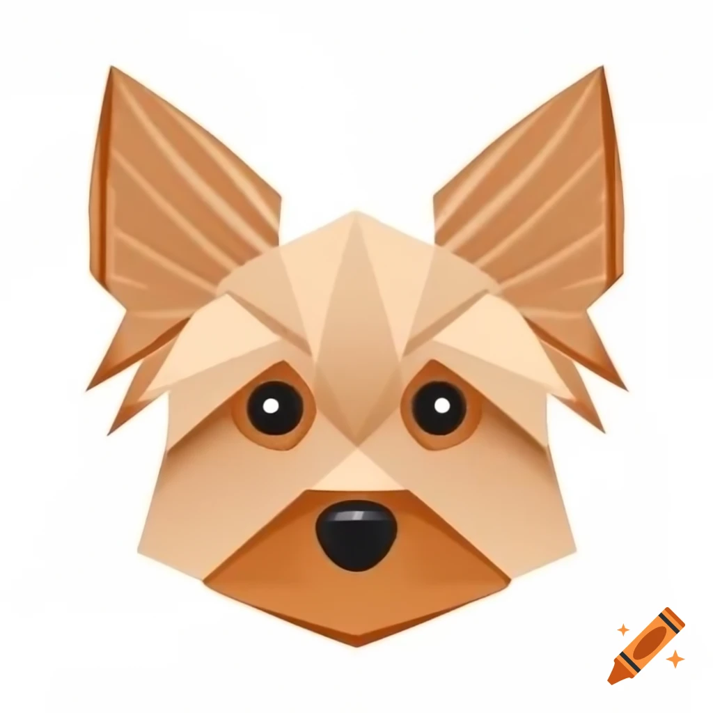 2D outline of Yorkie origami face