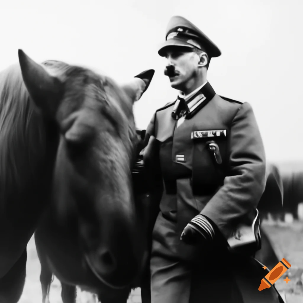Historical figure standing with an animal
