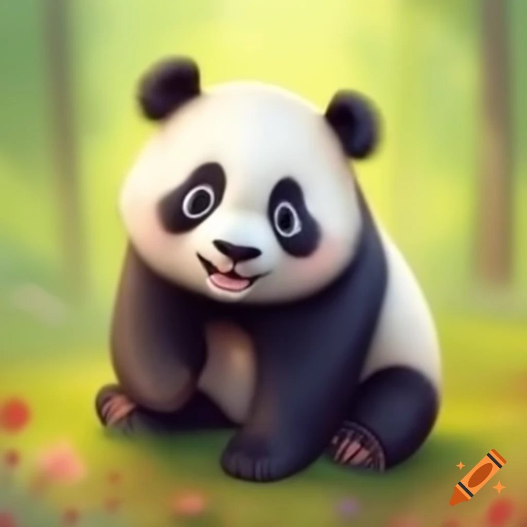 Cheerful panda with a funny expression