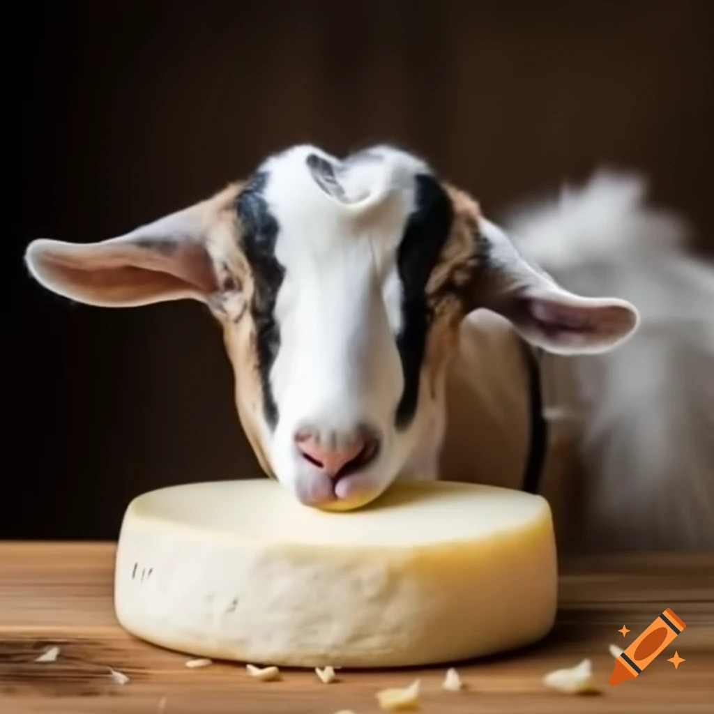 Goat chewing on cheese
