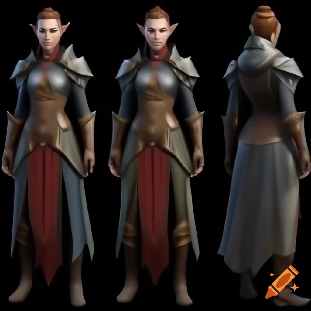 Female Dalish elf in custom casual wear inspired by medieval and England aesthetics in Dragon Age