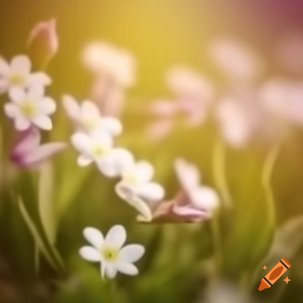 Colorful spring flowers blooming in the background