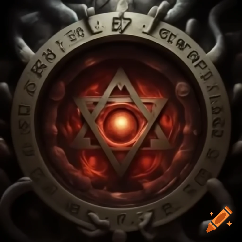 Demon Realm depicted within a giant ritual circle featuring demonic rune engravings
