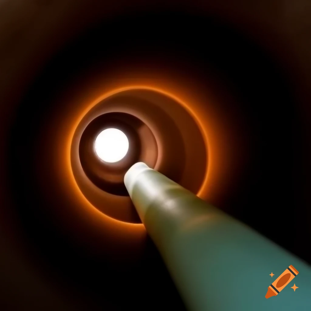 Half-section view of dark pipe with light-colored gas flow