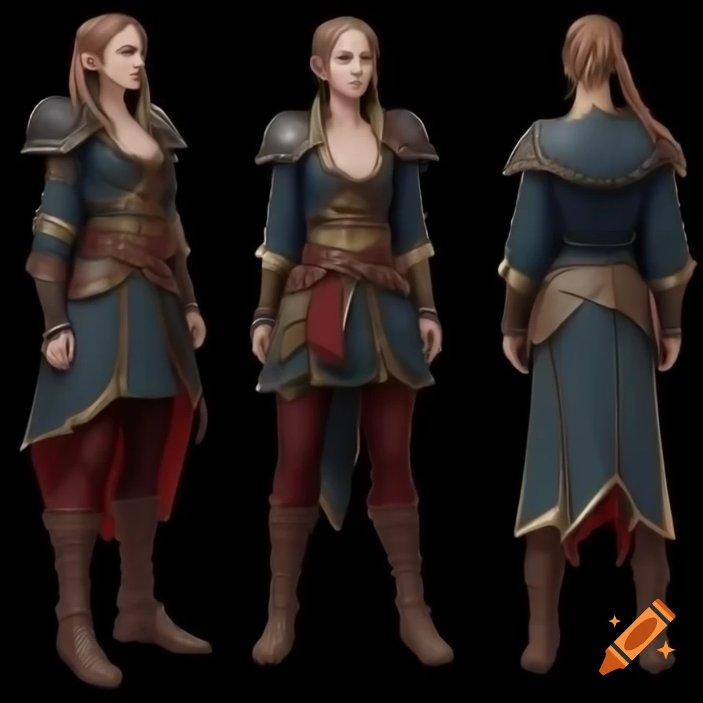 Female Dalish elf in casual wear with medieval and England aesthetics from Dragon Age: Inquisition