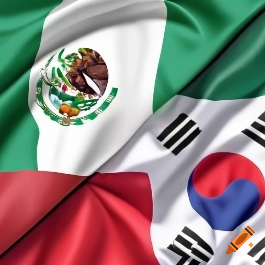 Overlap of Mexican and Korean flags