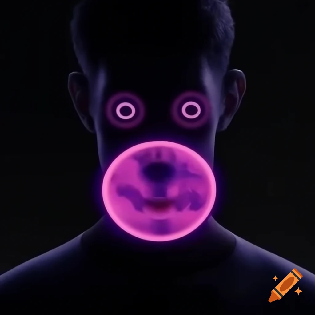 Close-up of a man with wide open mouth and distorted eyes resembling a surreal expression