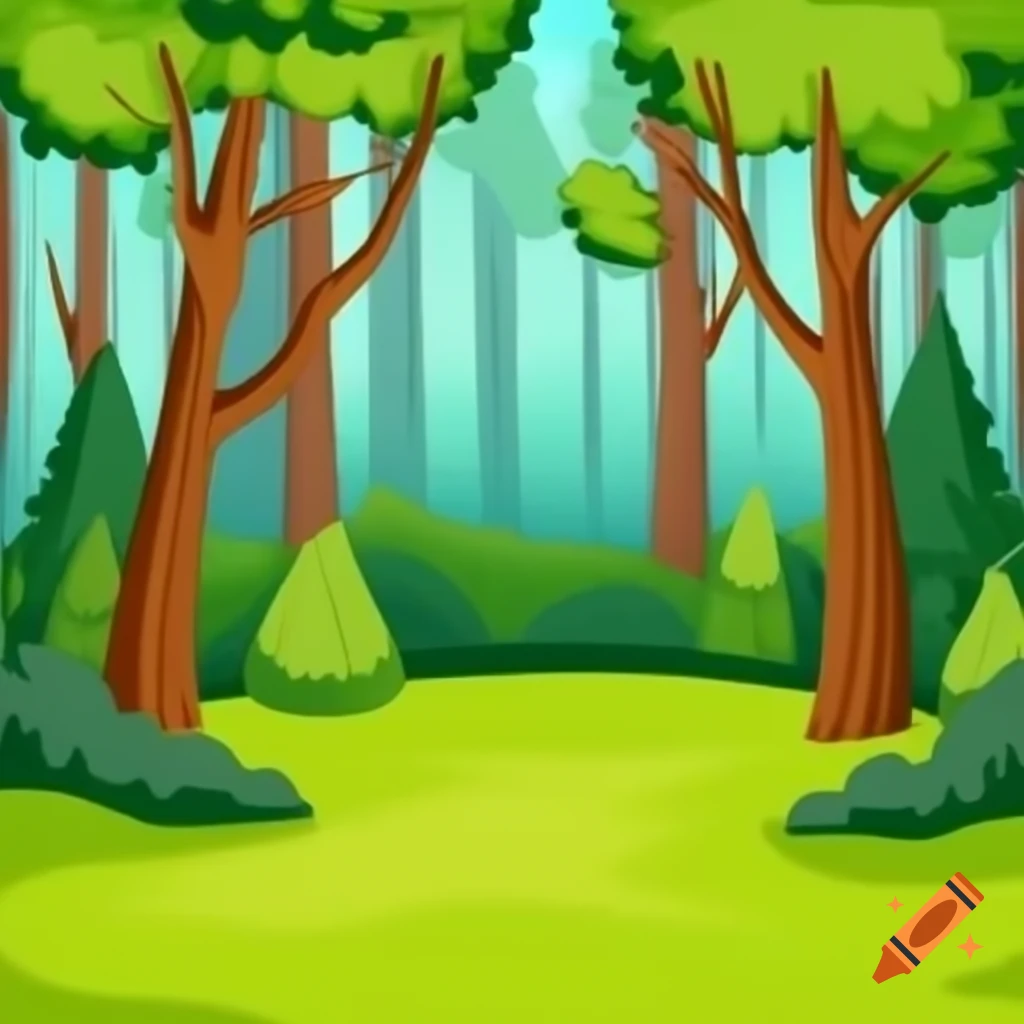 Cartoon depiction of a forest