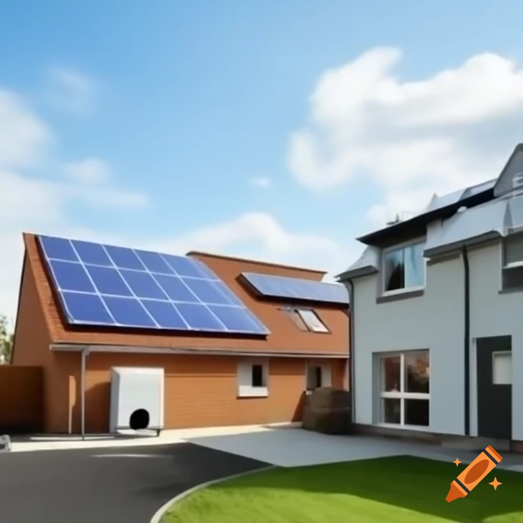 Social housing featuring solar panels and heat pump technology