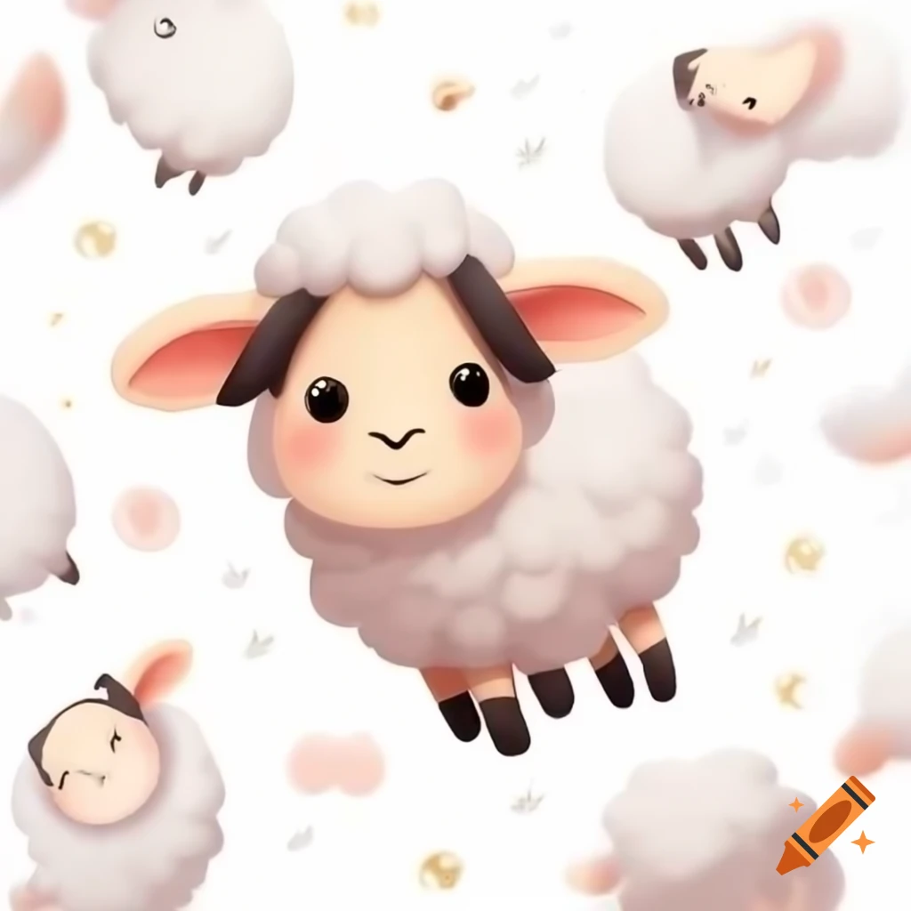 Cute flying sheep against white background