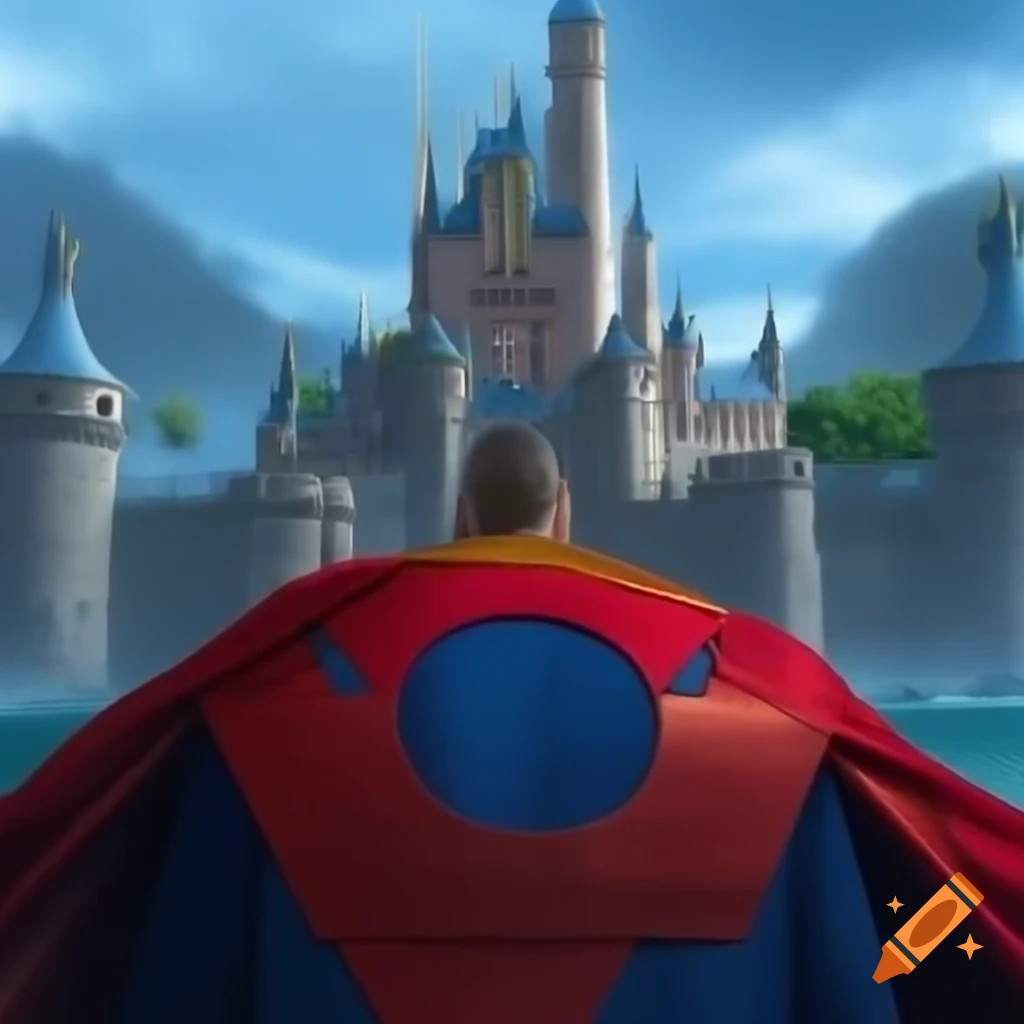 Castle on island with Dr. Strange logo zoomed out