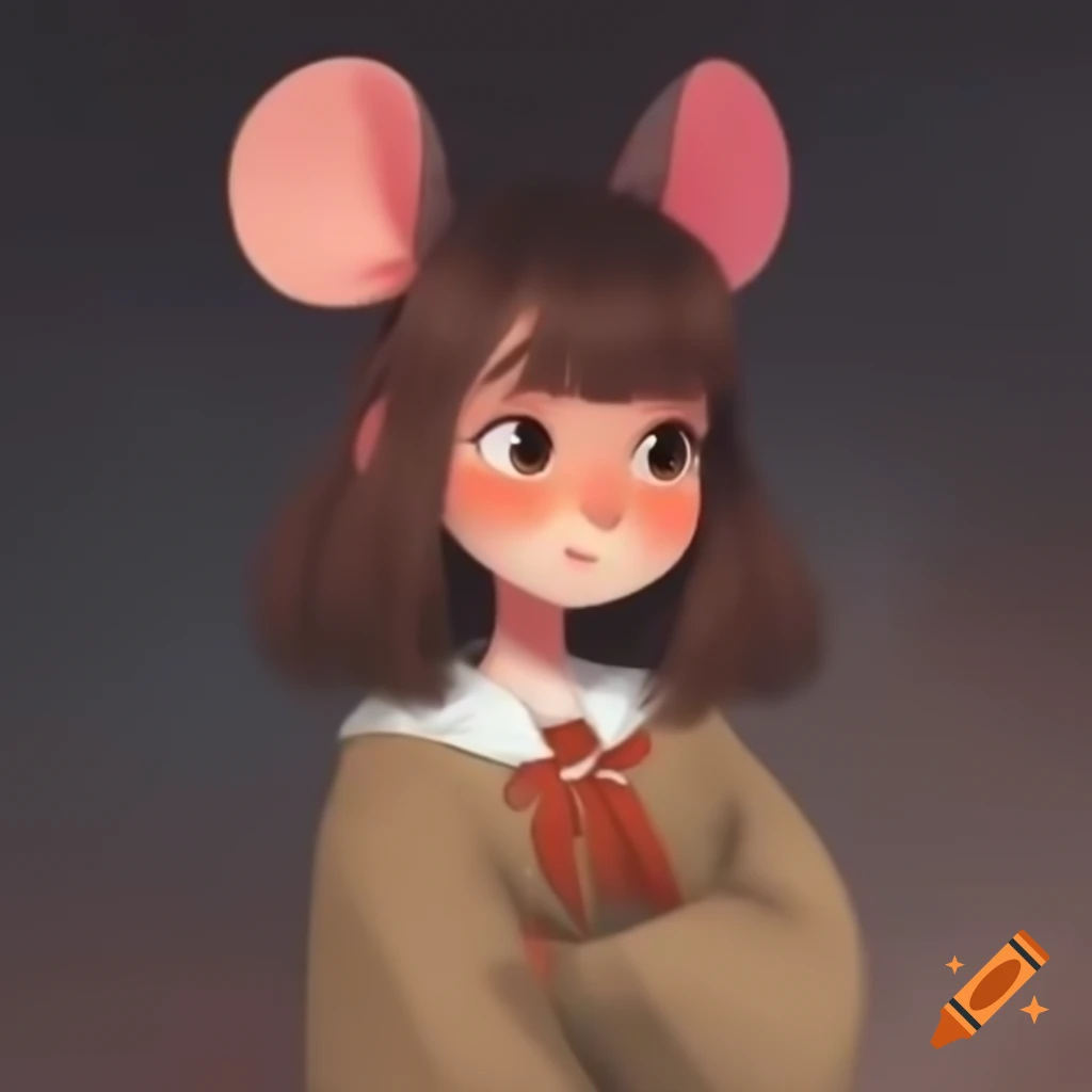 Anime style character blending human and mouse features