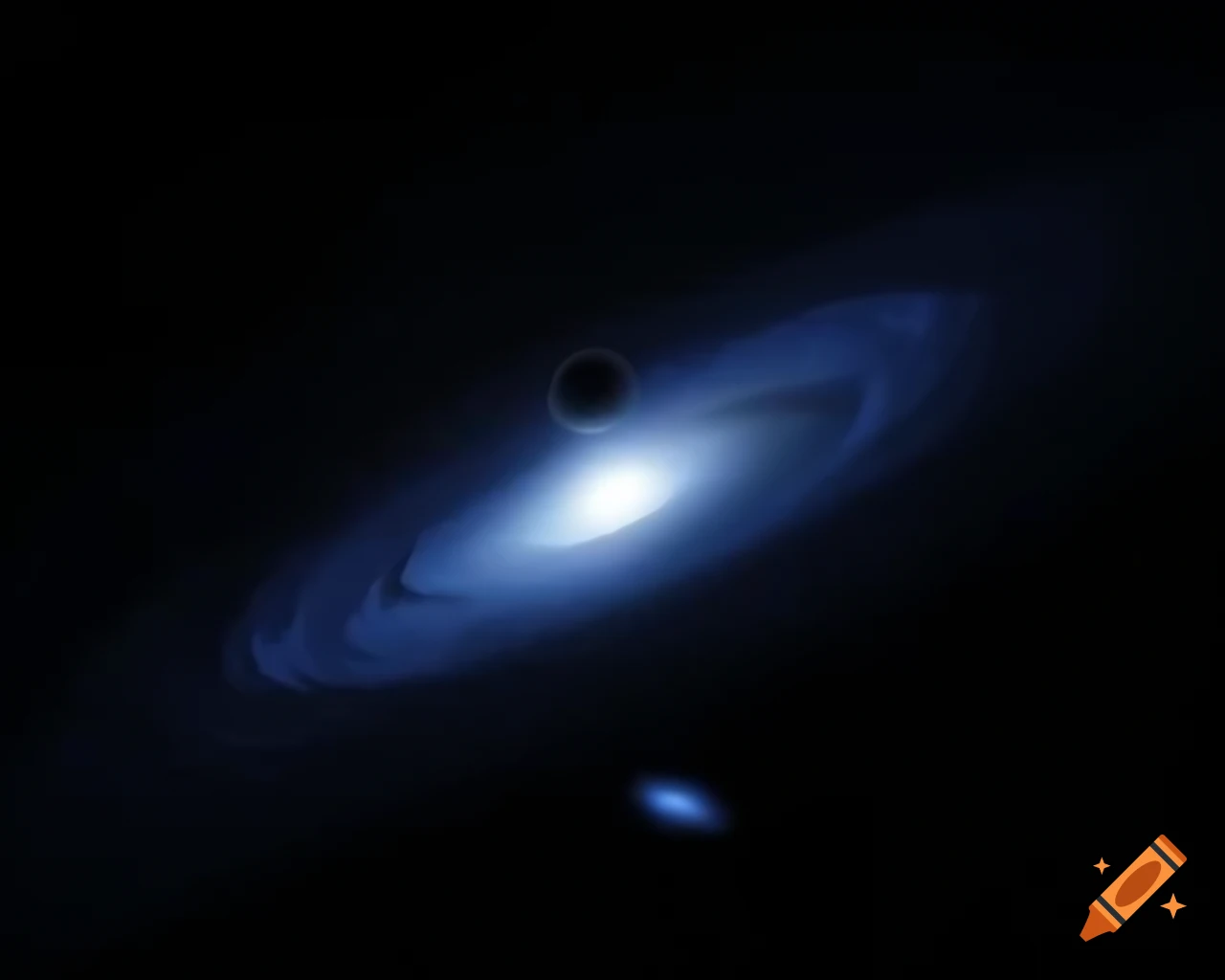 Realistic space art featuring a black hole and stars in natural colors
