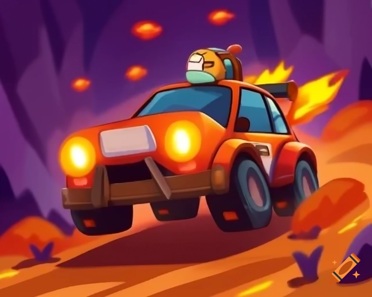 Rally race in Scribblenauts Unlimited style with colorful graphics