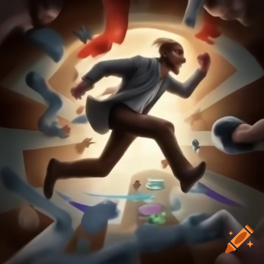 Stylized man representing escape action in a board game