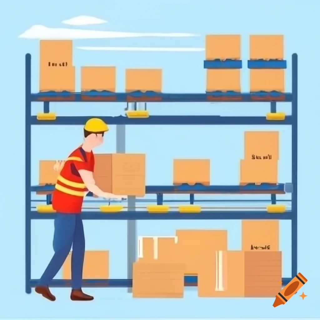Warehouse worker arranging boxes in storage