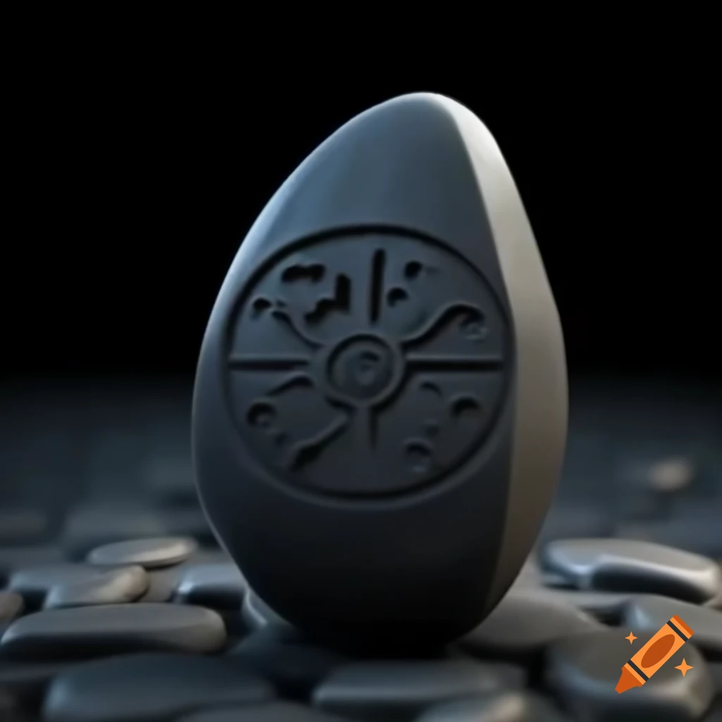 Black stone featuring carved magic symbols