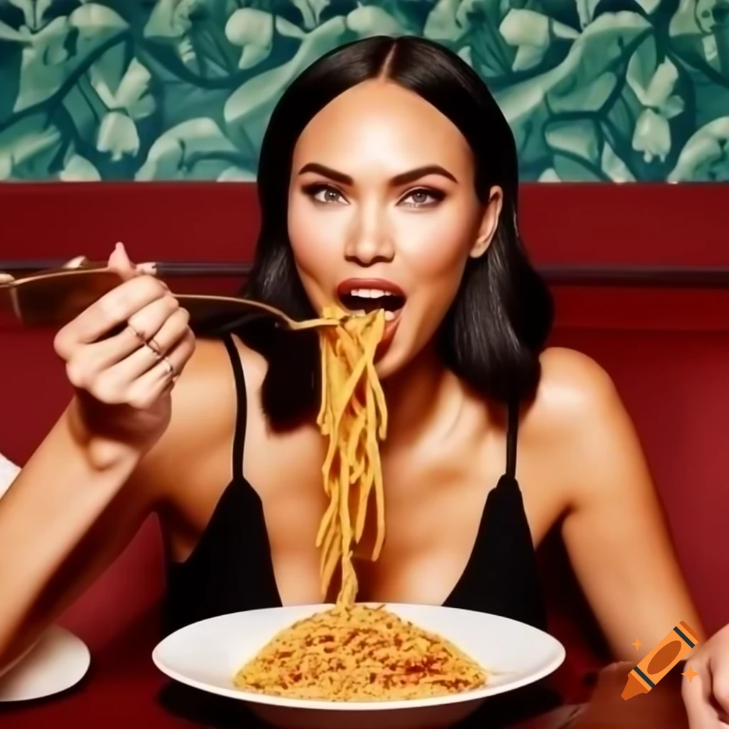 Megan Fox enjoying a plate of spaghetti