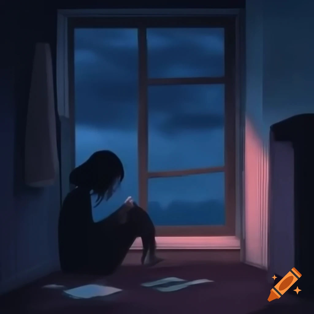 Young woman reading a book under a blanket on a stormy night