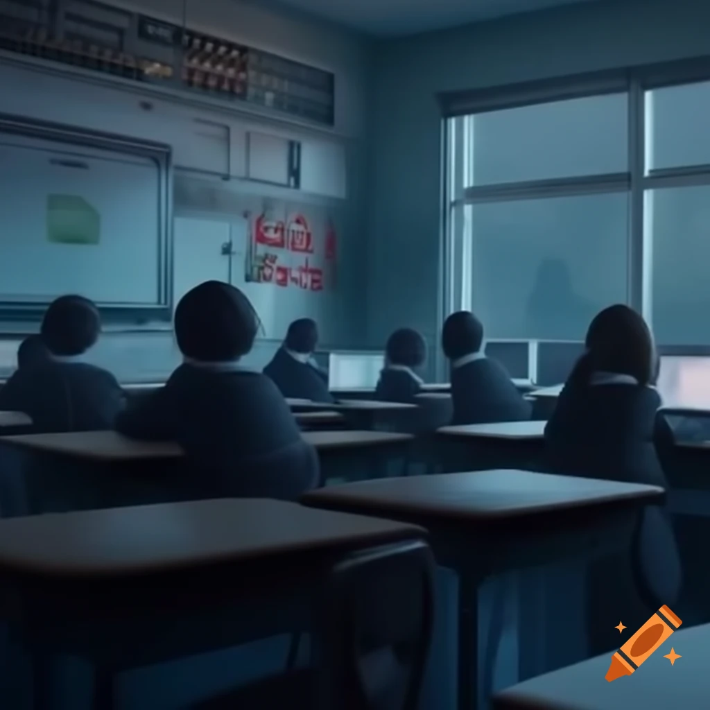 Digital classroom on first day of school with beautiful posters on the wall