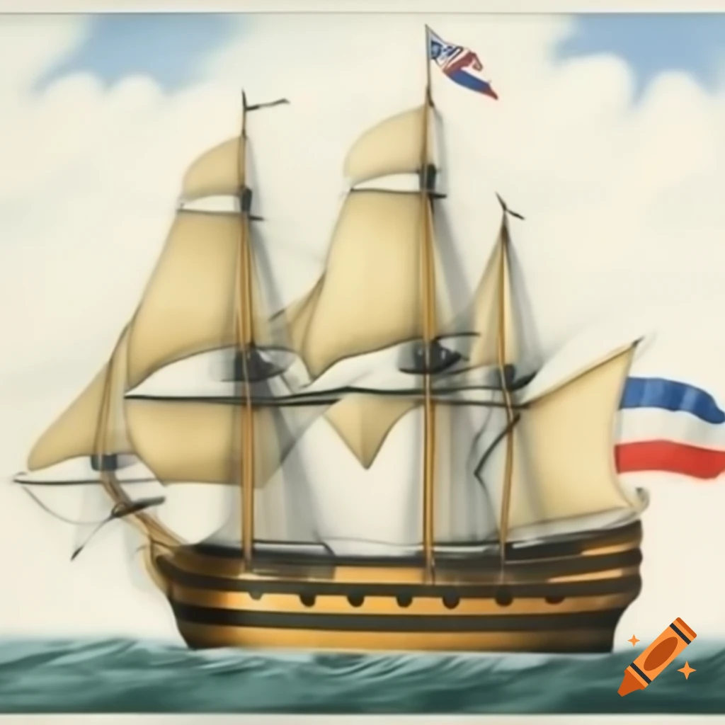 Three-masted French ship 'Pharaon' in early 1800s France