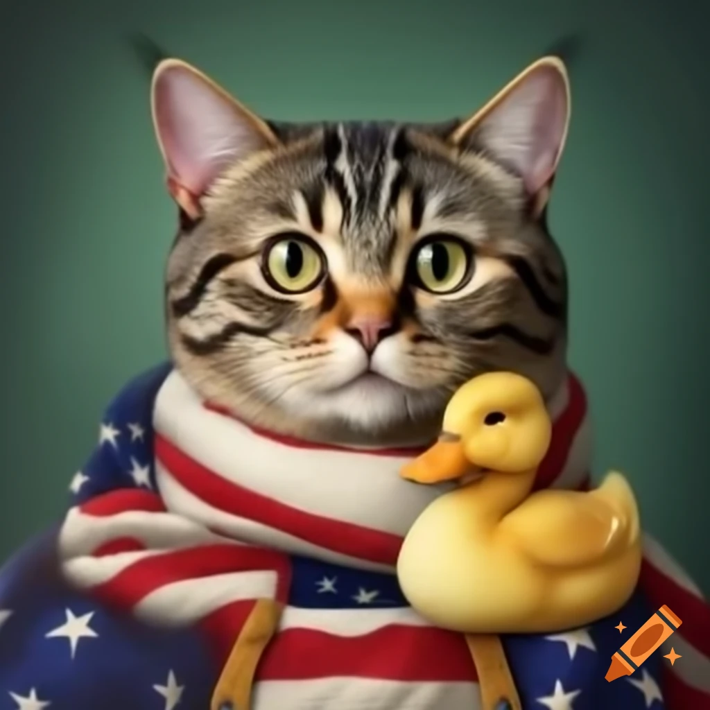 Cat and duck themed American flag voters