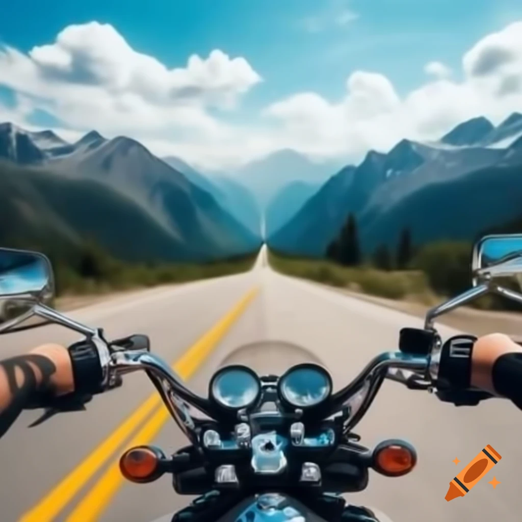 Scenic mountain view while riding motorcycle