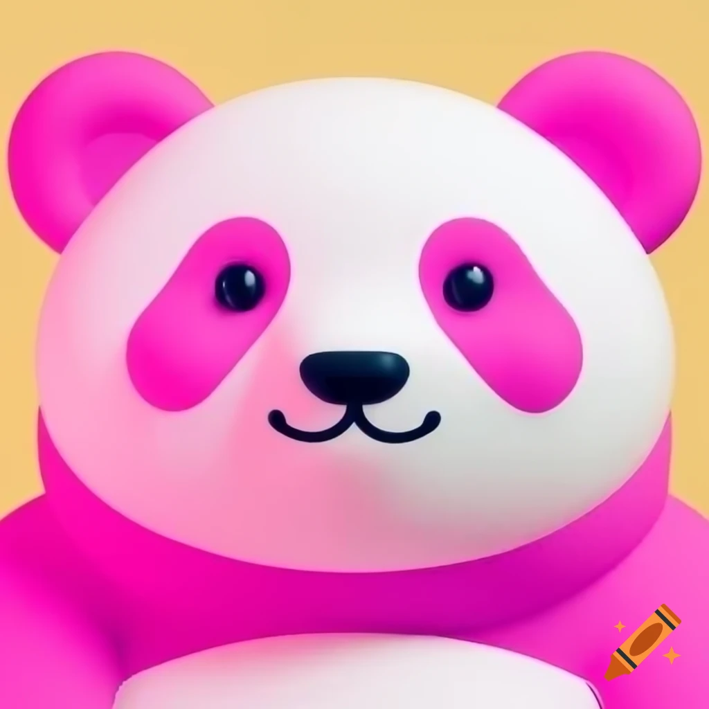 Cartoon style pink panda illustration