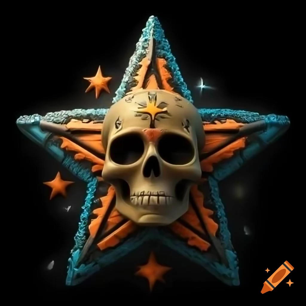 3D design featuring the word 'Dead' with a star in black and orange colors