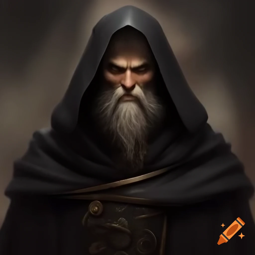 Sorcerer wearing a big black cloak